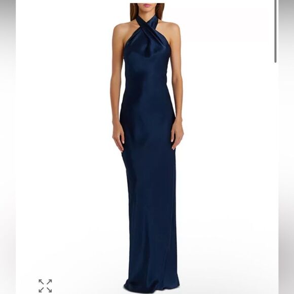 amanda uprichard jade silk dress Amanda Uprichard Jade Silk Halterneck Maxi Dress